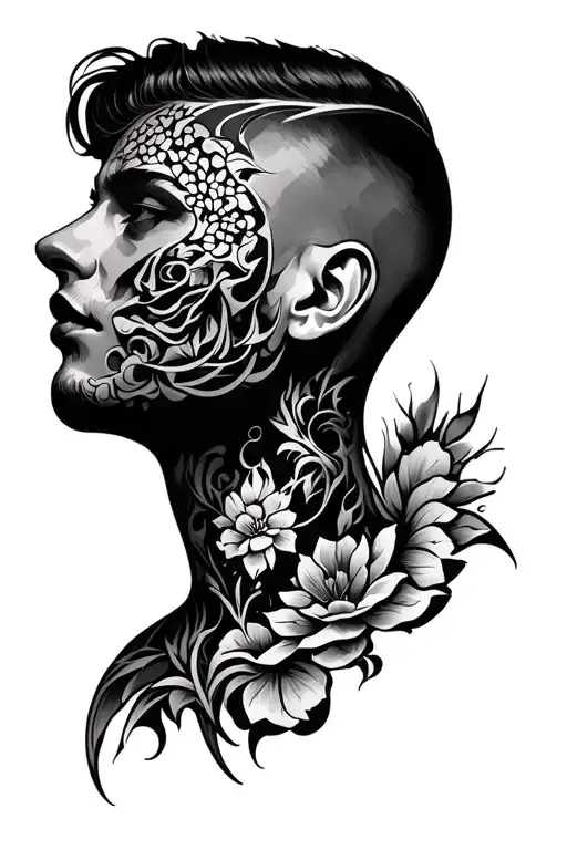 Neck tattoo X-XXV-MCMLXXXIX tattoo design idea