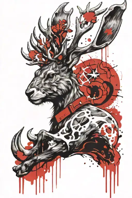 Jackalope with halo tattoo design idea