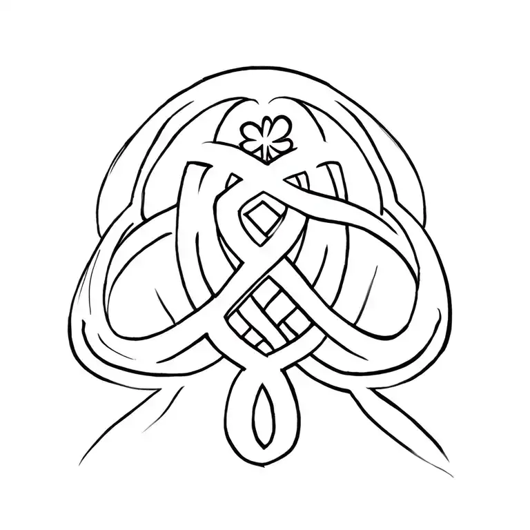 trinity symbol knot with shamrock intertwined tattoo design idea