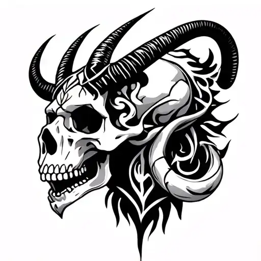 Capricorn Leo Aquarius aries skull tribal tattoo tattoo design idea