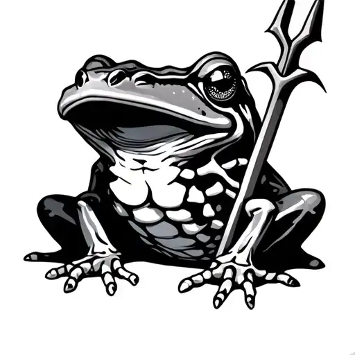 Bone Frog with trident tattoo design idea
