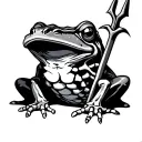 Bone Frog with trident tattoo design idea