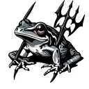 Bone Frog with trident tattoo design idea