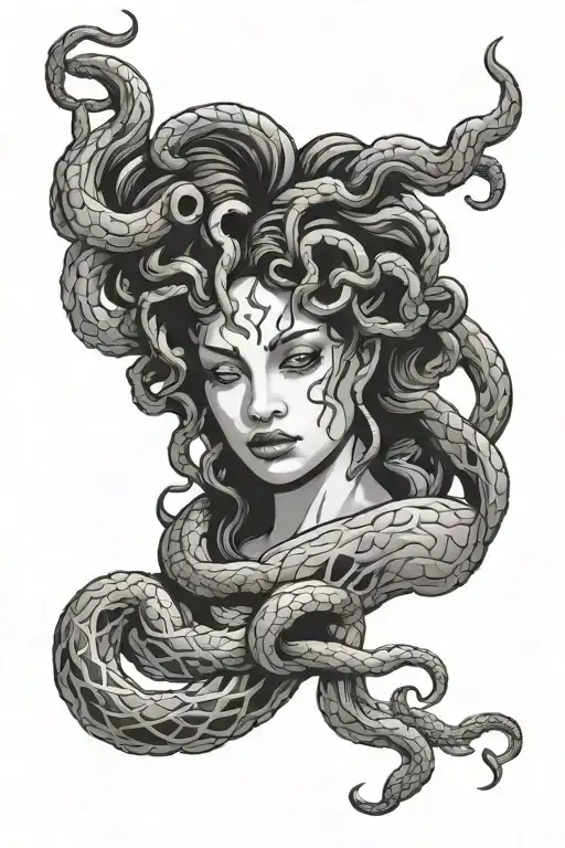 Medusa crying tattoo design idea