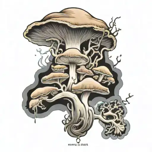 mystic, life cycle, oyster mushrooms, audit and numbers, science, biology, Anatomy tattoo design idea