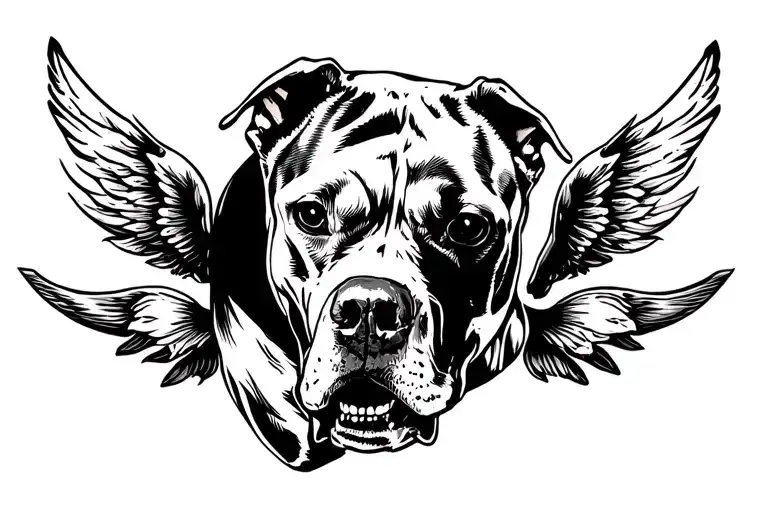 Pitbull dog with skull tattoo design idea