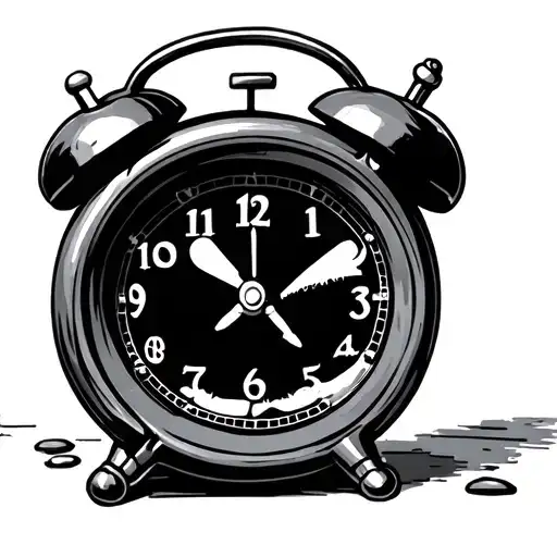 alarm clock with eyesand mount tattoo design idea