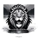 lion water full body myth  tattoo design idea