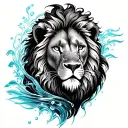 lion water full body myth  tattoo design idea