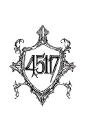 "4517" shield cross surrounded tattoo design idea