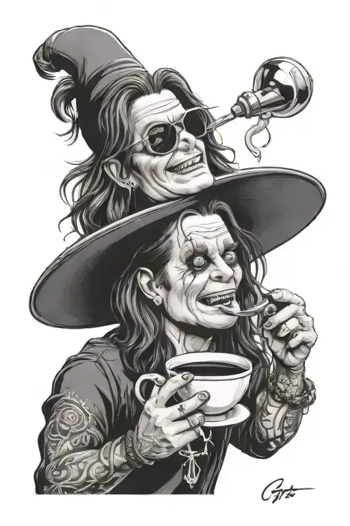 ozzy osbourne making coffee tattoo design idea