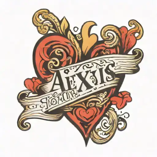 heart with the name ALEXIS  tattoo design idea
