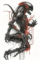 xenomorph dynamic pose tattoo design idea