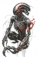 xenomorph dynamic pose tattoo design idea