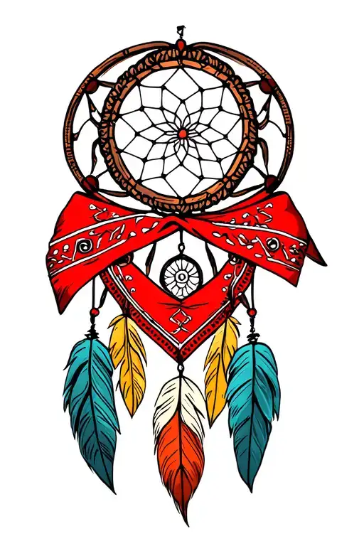 red bandana around dream catcher tattoo design idea