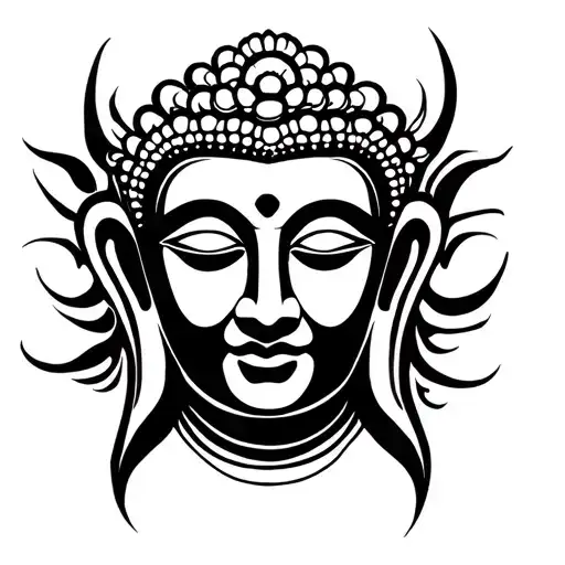 buddha face tattoo design idea