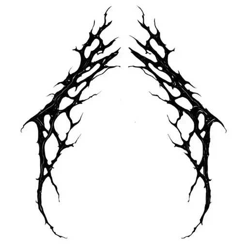 Sharp, abstract lines like tendons or energy cracks. Flowing, aggressive, irregular shape, no shading. tattoo design idea