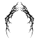 Sharp, abstract lines like tendons or energy cracks. Flowing, aggressive, irregular shape, no shading. tattoo design idea