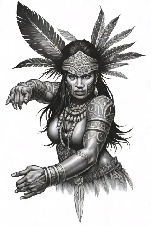 Taino Woman Warrior tattoo design idea