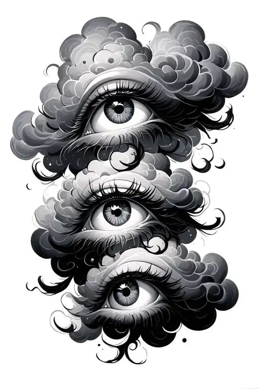 dark cloud of full eyes  tattoo design idea
