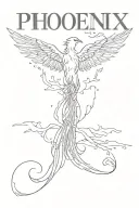 phoenix with number 8 or 888 and some words about healing like breathe or It'll be okay  tattoo design idea