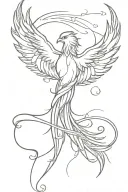 phoenix with number 8 or 888 and some words about healing like breathe or It'll be okay  tattoo design idea