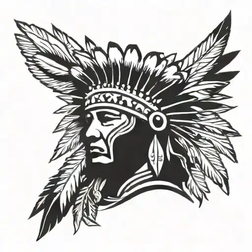 Native American Headress With African Tribal Sunrise Integrated Tattoo tattoo design idea