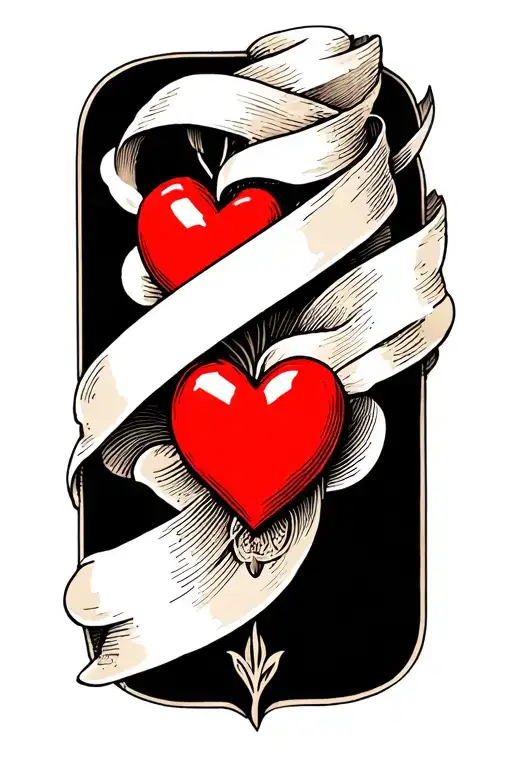 small 3d red heart tattoo design idea