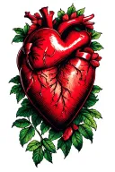 small 3d red heart tattoo design idea
