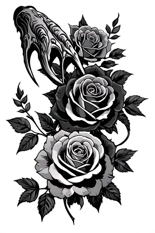 Roses and a bear claw tattoo design idea