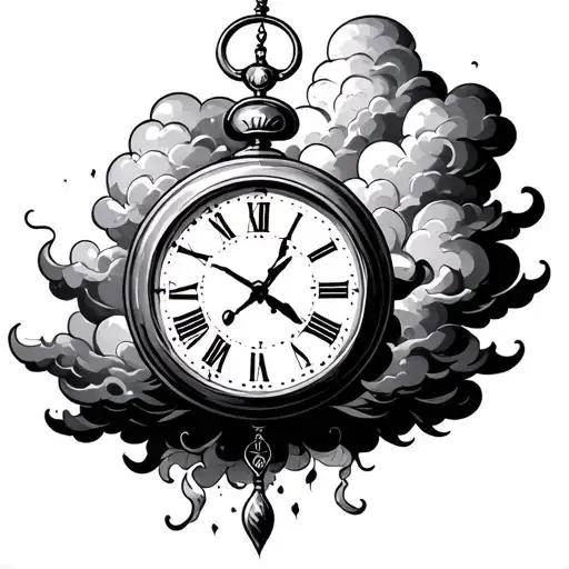 Birth Clock storm clouds tattoo design idea