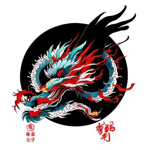 Jin Jan Dragos and name written tattoo design idea