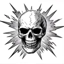 deathshead skull with lightening bolts emanating tattoo design idea