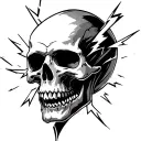 deathshead skull with lightening bolts emanating tattoo design idea