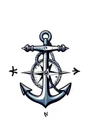 boat anchor compass rope shark  tattoo design idea