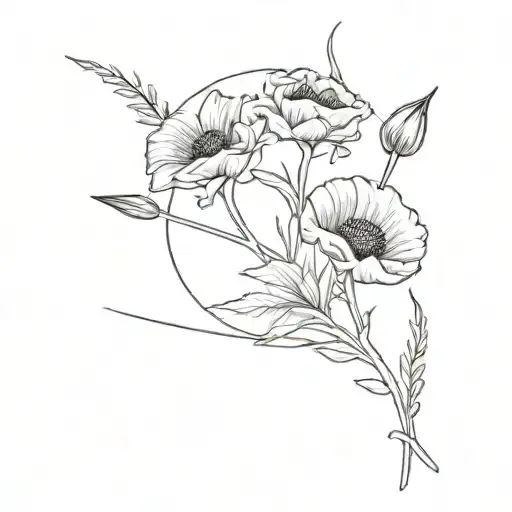 sagittarius and Andrea with poppy flower tattoo design idea