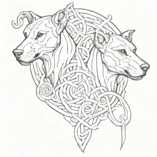 Gemini celtic dogs tattoo design idea
