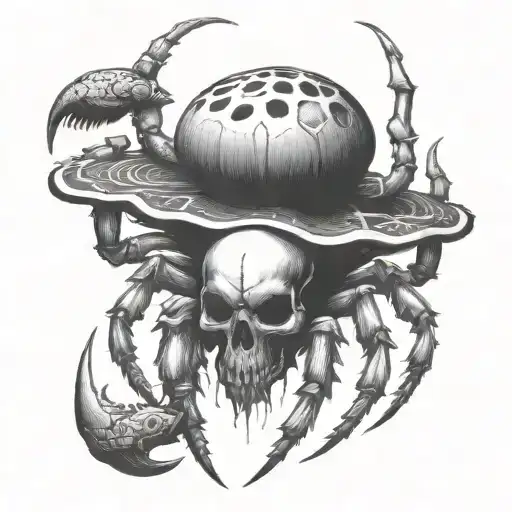 scorpion with skull  tattoo design idea