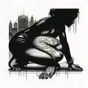 slave woman bending tattoo design idea