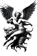 angel and demon fighting tattoo design idea