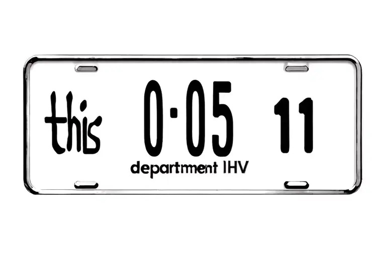 license plate with writing "this 005 HV" and above center written "hector" department number "11" tattoo design idea
