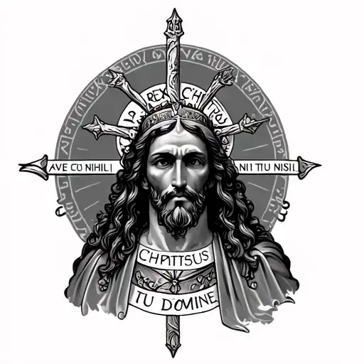 AVE REX CHRISTUS NIHIL NISI TU DOMINE on forearm tattoo design idea