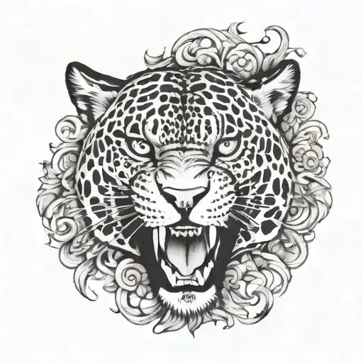 jaguar roaring fiercely tattoo design idea