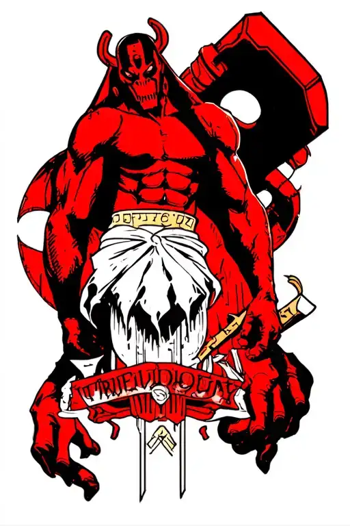 hellboy art deco tattoo design idea