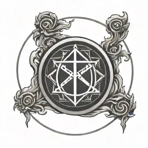 libra demon protection rune circle tattoo design idea