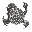 libra demon protection rune circle tattoo design idea
