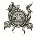 libra demon protection rune circle tattoo design idea