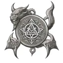 libra demon protection rune circle tattoo design idea