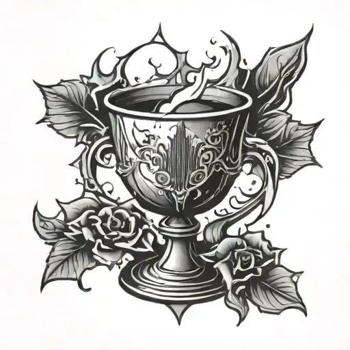 broken glass chalice bleeding tattoo design idea