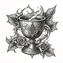 broken glass chalice bleeding tattoo design idea